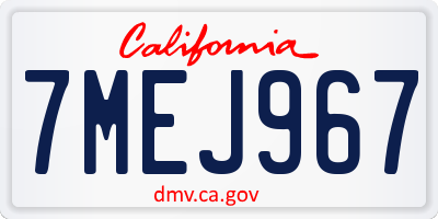 CA license plate 7MEJ967