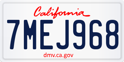 CA license plate 7MEJ968