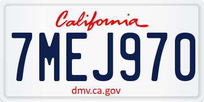 CA license plate 7MEJ970
