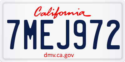 CA license plate 7MEJ972