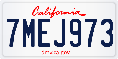 CA license plate 7MEJ973