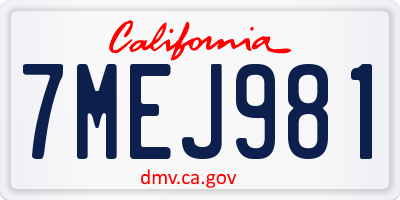 CA license plate 7MEJ981