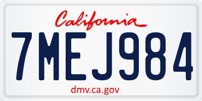 CA license plate 7MEJ984