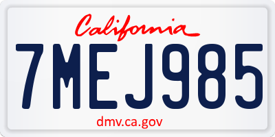 CA license plate 7MEJ985