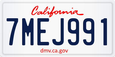 CA license plate 7MEJ991
