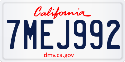 CA license plate 7MEJ992