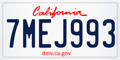 CA license plate 7MEJ993