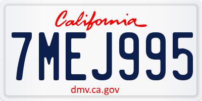 CA license plate 7MEJ995