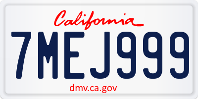CA license plate 7MEJ999