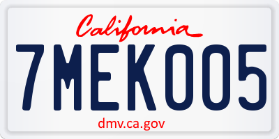 CA license plate 7MEK005