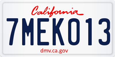 CA license plate 7MEK013