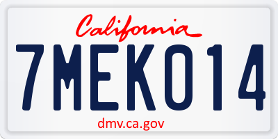 CA license plate 7MEK014