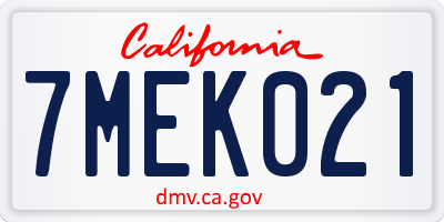 CA license plate 7MEK021