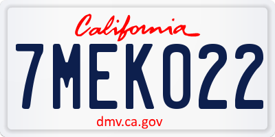 CA license plate 7MEK022