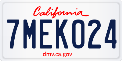CA license plate 7MEK024