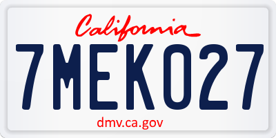 CA license plate 7MEK027