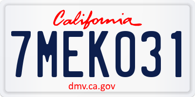 CA license plate 7MEK031