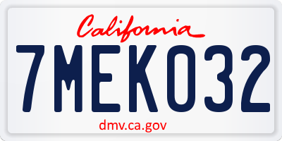 CA license plate 7MEK032