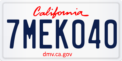 CA license plate 7MEK040