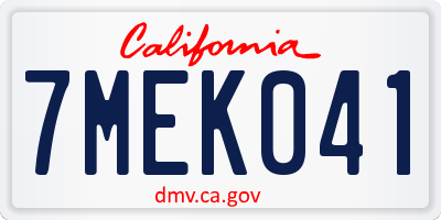 CA license plate 7MEK041
