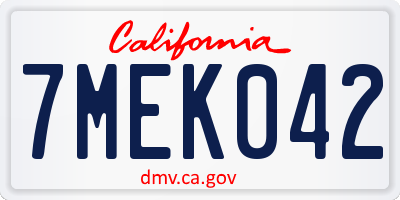 CA license plate 7MEK042