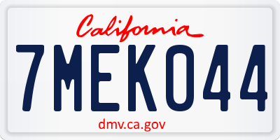 CA license plate 7MEK044