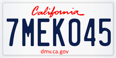 CA license plate 7MEK045