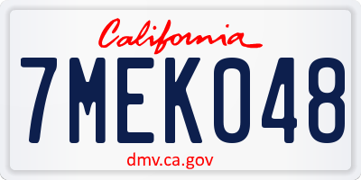 CA license plate 7MEK048