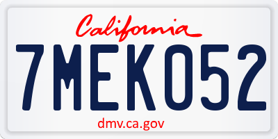 CA license plate 7MEK052
