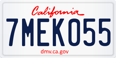 CA license plate 7MEK055
