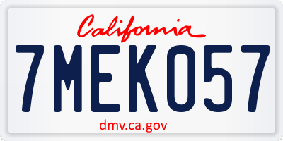 CA license plate 7MEK057