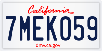 CA license plate 7MEK059