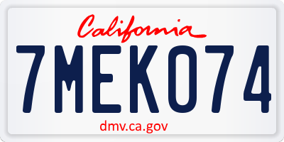 CA license plate 7MEK074