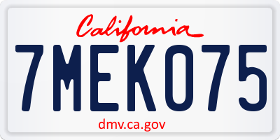 CA license plate 7MEK075