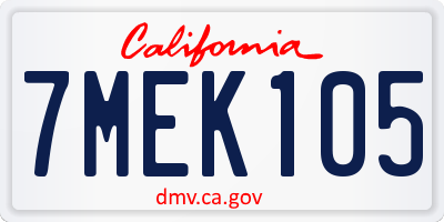 CA license plate 7MEK105