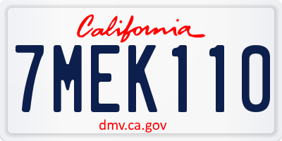 CA license plate 7MEK110