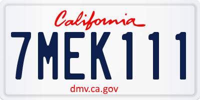 CA license plate 7MEK111