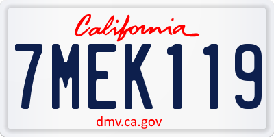 CA license plate 7MEK119