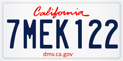 CA license plate 7MEK122