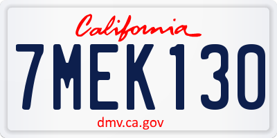 CA license plate 7MEK130