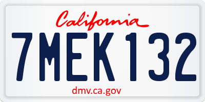 CA license plate 7MEK132