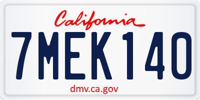 CA license plate 7MEK140