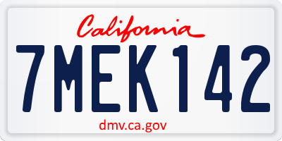 CA license plate 7MEK142