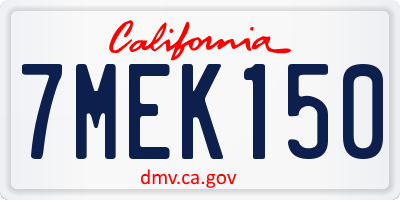 CA license plate 7MEK150