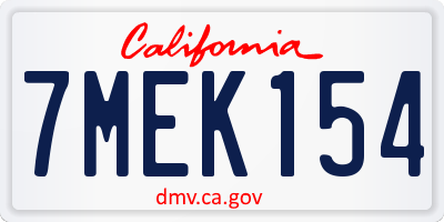 CA license plate 7MEK154