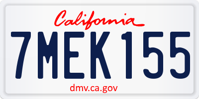 CA license plate 7MEK155