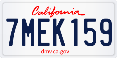 CA license plate 7MEK159