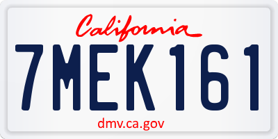 CA license plate 7MEK161