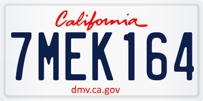 CA license plate 7MEK164