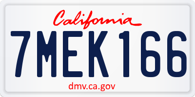 CA license plate 7MEK166